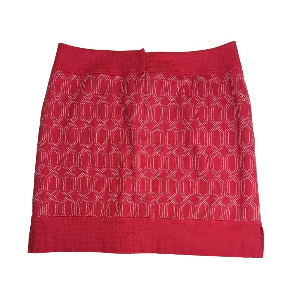 Etcetera pink skirt white embroidery size 14 cotton/spandex blend, Italian skirt